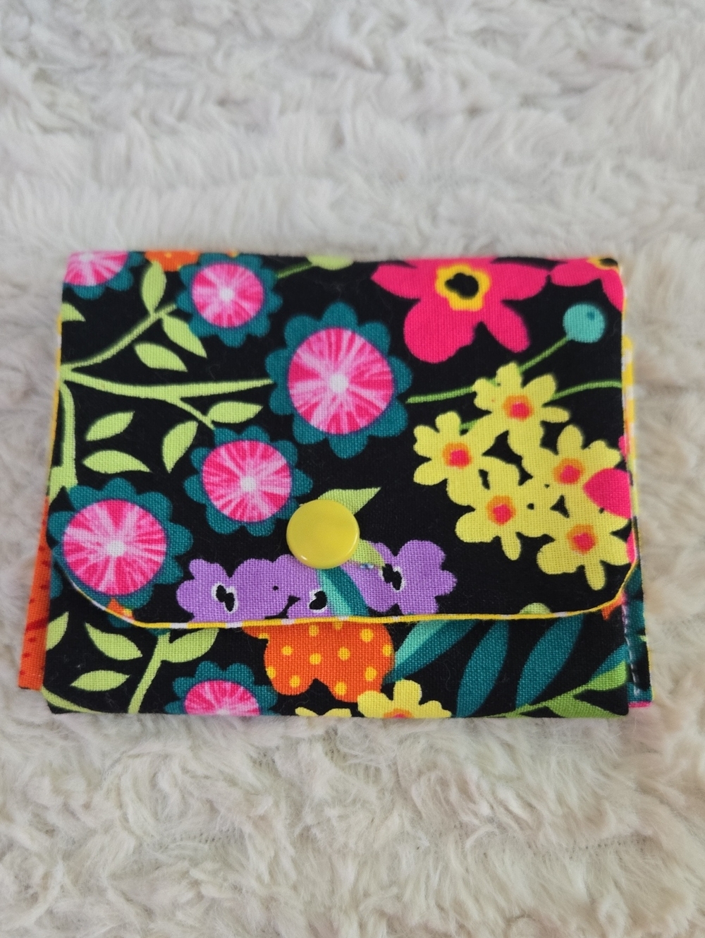 Handmade By My Daughter Floral Snap Wallet Multicolor Flowers
